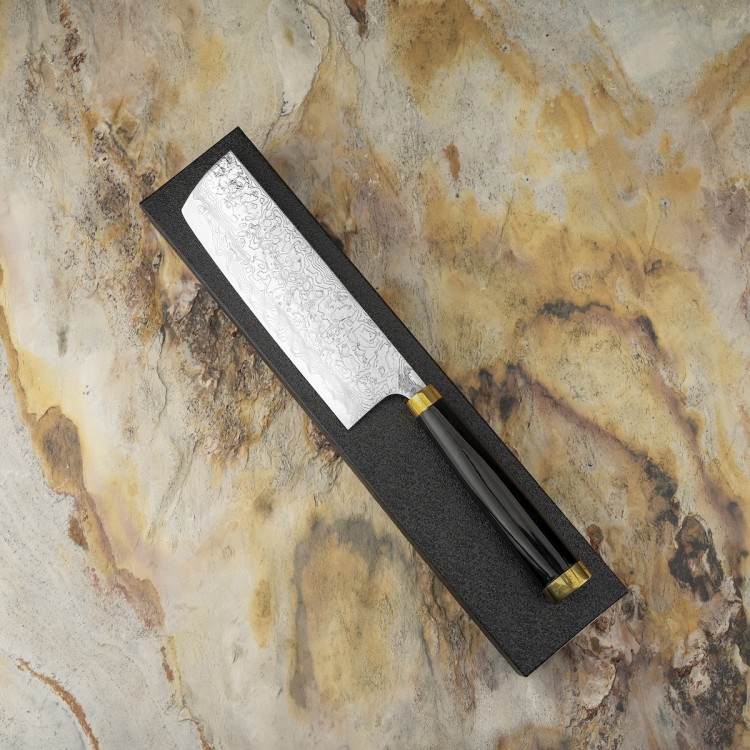 Takeshi Saji Art Fuji On Lake Ręcznie Kuty R-2 Japoński Nóż Kuchenny Nakiri 17cm + Saya