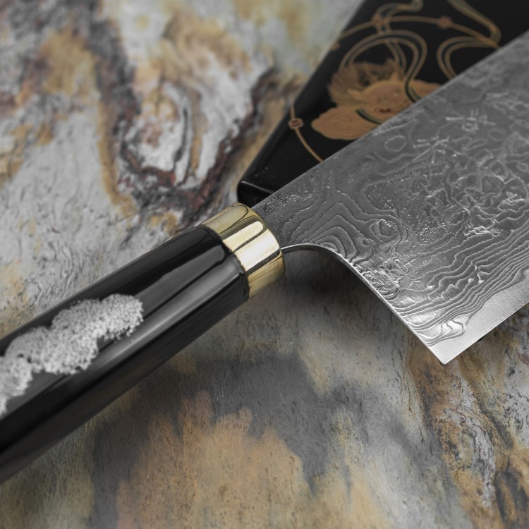 Takeshi Saji Art Fujin Raijin Ręcznie Kuty R-2 Japoński Nóż Kuchenny Nakiri 17cm + Saya