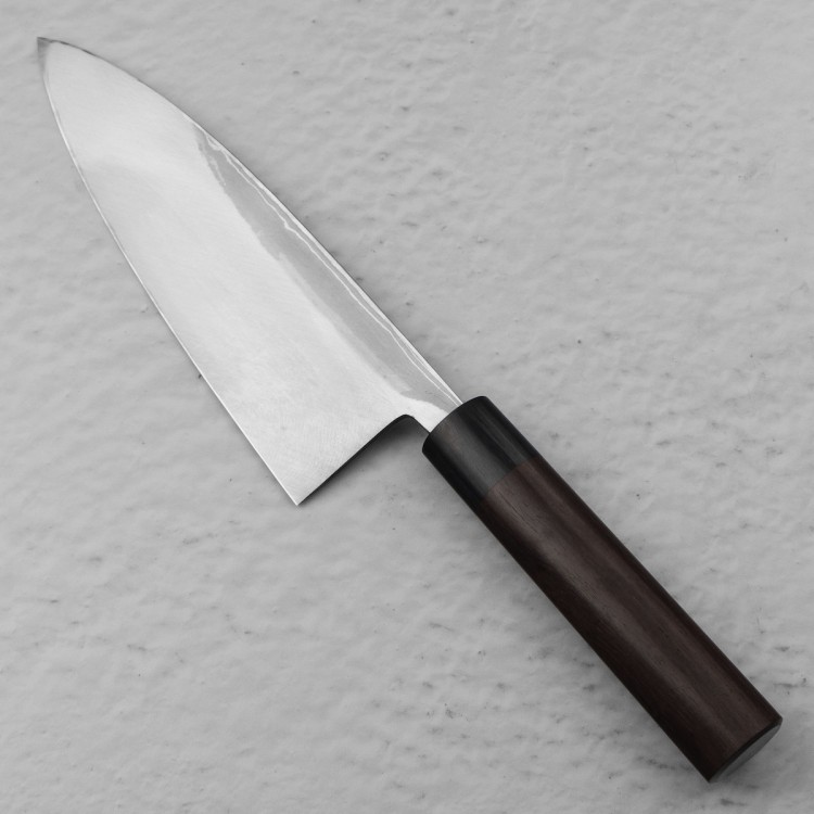 Hideo Kitaoka Shirogami Satin Japoński Nóż Mini Deba Do Filetowania 61 HRC 21cm