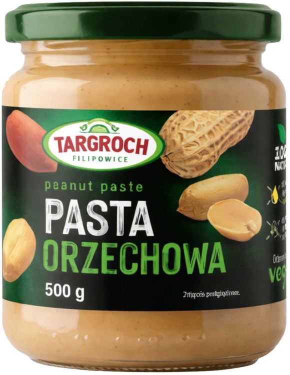 Masło Orzechowe Pasta Orzechów Ziemnych Smooth Peanut Butter 500g TARGROCH