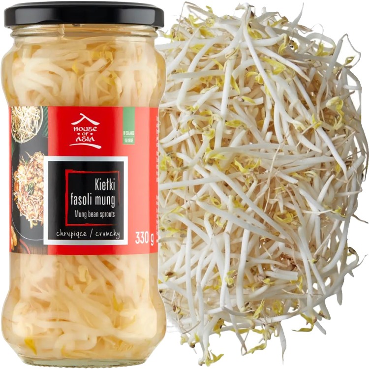 Chińskie Chrupiące Kiełki Fasoli Mung w Zalewie Do Woka i Sałatki 330g HOUSE OF ASIA