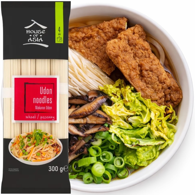 Makaron Azjatycki Pszenny Do Zupy UDON Suchy Porcjowany 300g HOUSE OF ASIA