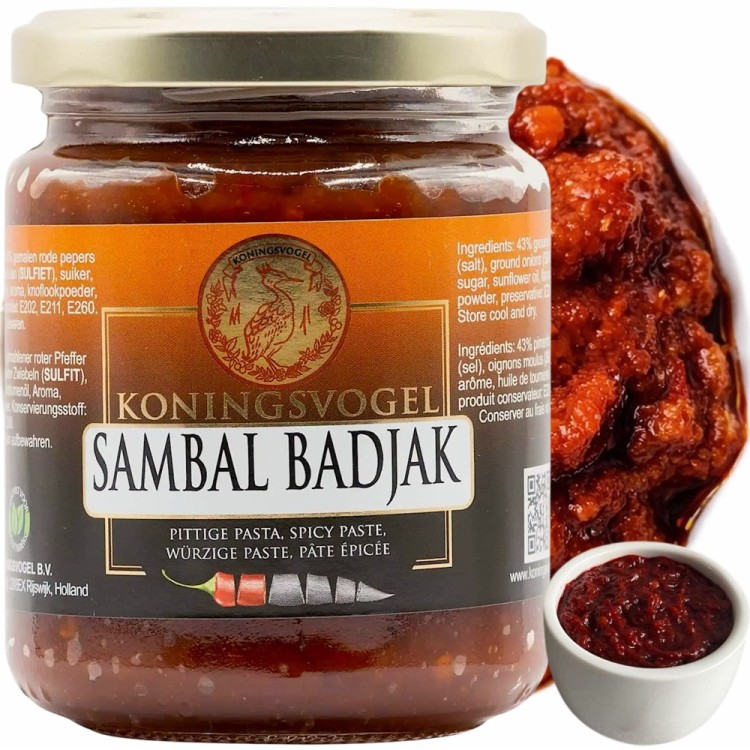 Sambal Badjak Hot Ostra Pasta Chili 280g Indonezyjski Sos Chili KONINGSVOGEL