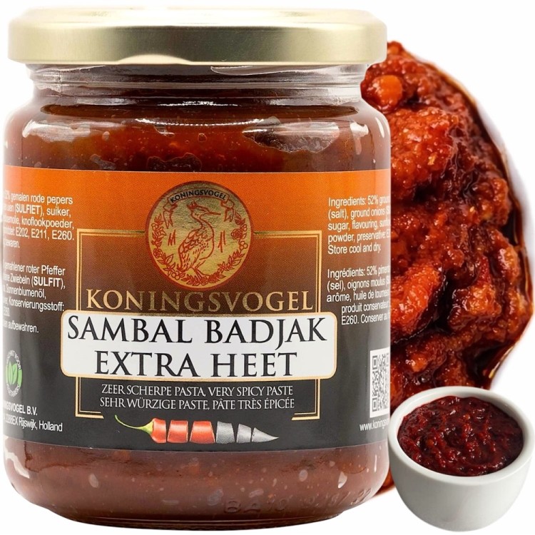 Sambal Badjak Extra Hot Ostra Pasta Chili 280g Indonezyjski Sos Chili KONINGSVOGEL