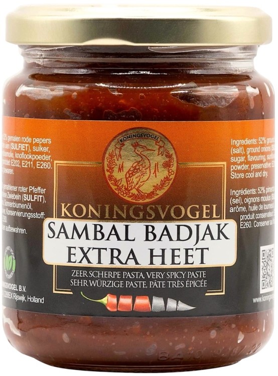 Sambal Badjak Extra Hot Ostra Pasta Chili 280g Indonezyjski Sos Chili KONINGSVOGEL