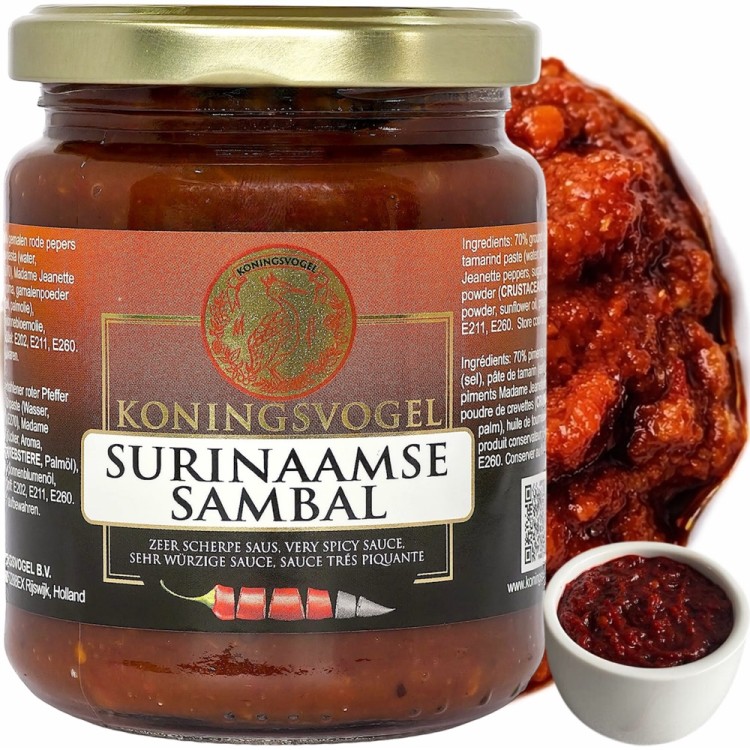 Sambal Surinaamse Pasta Chili 270g Ostry Indonezyjski Sos Chili KONINGSVOGEL
