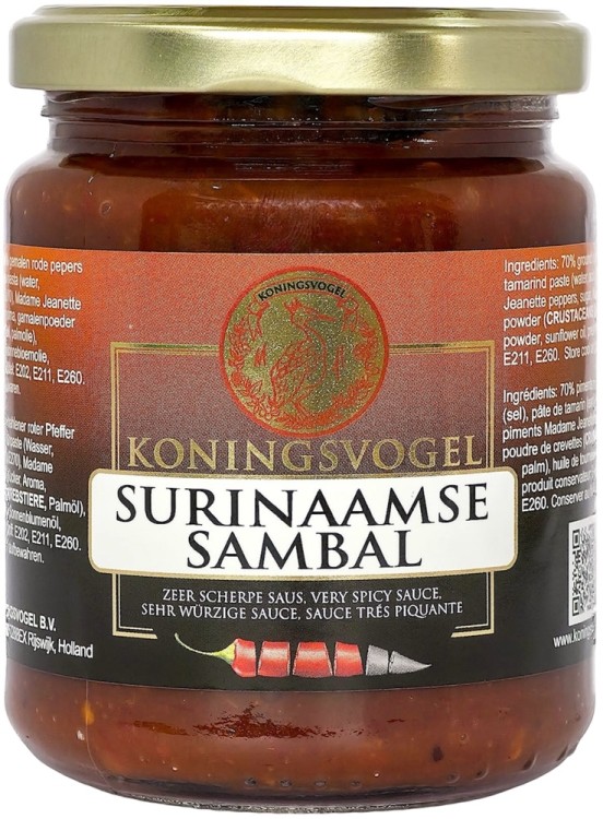 Sambal Surinaamse Pasta Chili 270g Ostry Indonezyjski Sos Chili KONINGSVOGEL