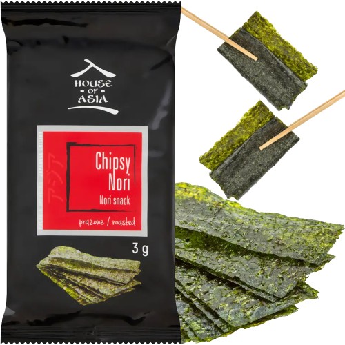 Koreańskie Nori Snacks Przekąska Chrupiące Wodorosty Prażone 3g HOUSE OF ASIA