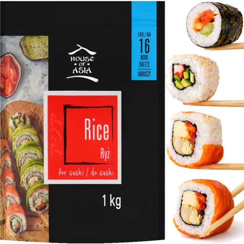 Ryż Do Sushi Okrągłe Ziarno Kleisty Naturalny Smak Jakość Premium 1kg 1000g HOUSE OF ASIA