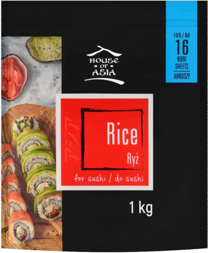 Ryż Do Sushi Okrągłe Ziarno Kleisty Naturalny Smak Jakość Premium 1kg 1000g HOUSE OF ASIA