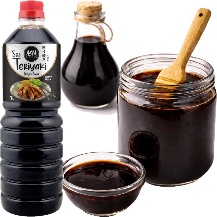 Gęsty Sos Sojowy Marynata Teriyaki Do Mięsa Ryb i Warzyw 1 Litr 1000ml ASIA KITCHEN
