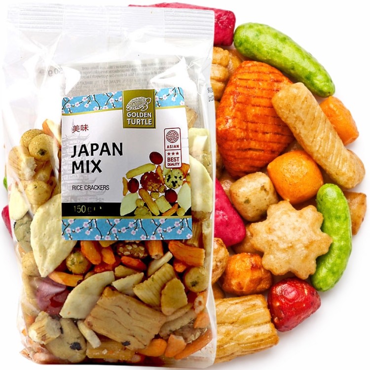 Krakersy Ryżowo Orzechowe Azjatycka Mieszanka Japan Mix 150g GOLDEN TURTLE BRAND