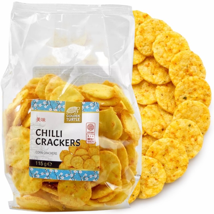 Krakersy Kukurydziane Chilli Azjatycka Przekąska 115g GOLDEN TURTLE BRAND