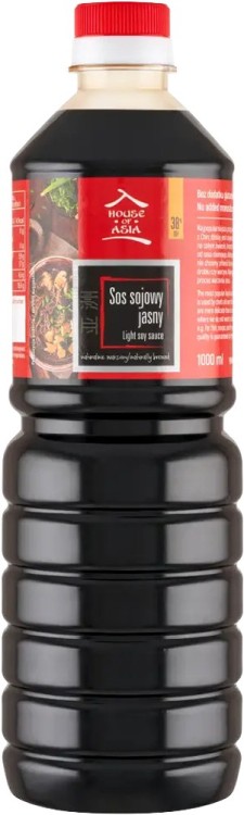 Jasny Sos Sojowy Naturalnie Ważony Bez Glutaminianu Sodu 1 Litr 1000ml HOUSE OF ASIA