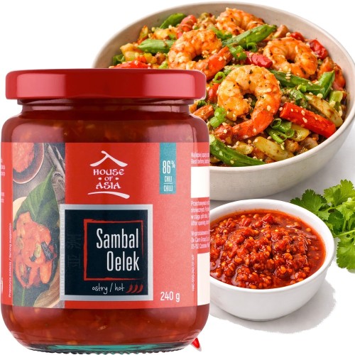 Sos Sambal Oelek Gęsta Pasta Ostry Przecier z Chili w Słoiku 240g HOUSE OF ASIA