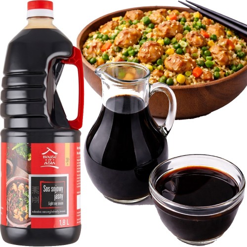 Jasny Sos Sojowy Naturalnie Ważony Bez Glutaminianu Sodu 1,8 Litra 1800ml HOUSE OF ASIA