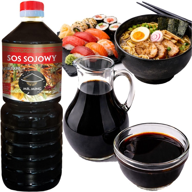 Sos Sojowy Do Sushi i Ramen PREMIUM Naturalnie Ważony 1000ml MR. MING