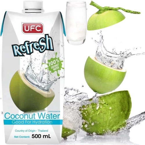 Naturalna Zdrowa Woda Kokosowa z Zielonego Kokosa 100% Nawodnienie 500ml 0,5L UFC REFRESH