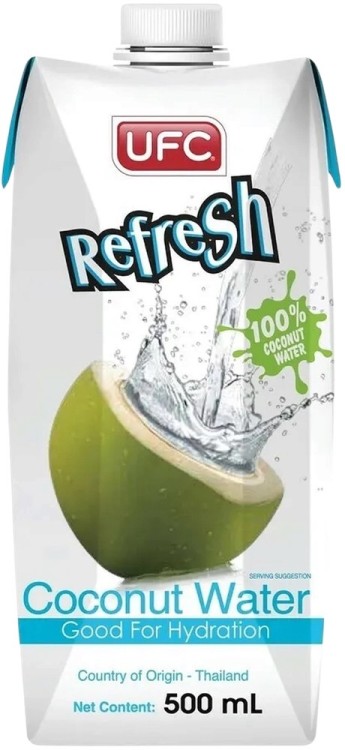 Naturalna Zdrowa Woda Kokosowa z Zielonego Kokosa 100% Nawodnienie 500ml 0,5L UFC REFRESH