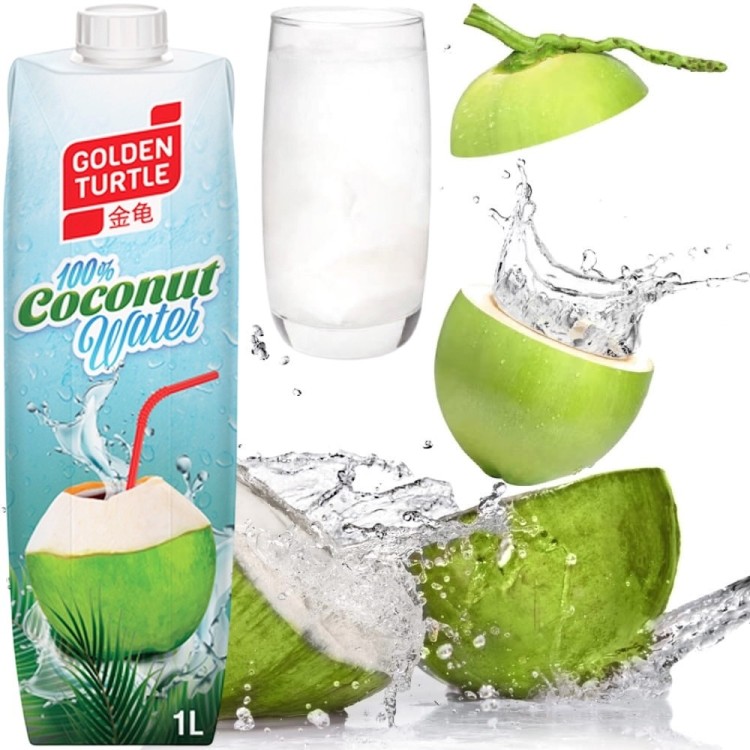 Naturalna Zdrowa Woda Kokosowa z Zielonego Kokosa 100% Nawodnienie 1000ml 1 Litr GOLDEN TURTLE
