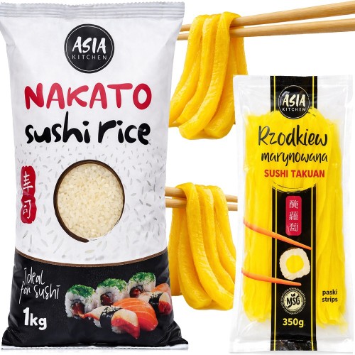 ZESTAW 2 PRODUKTY DO SUSHI - Ryż Nakato 1kg + Rzodkiew Oshinko 350g ASIA KITCHEN