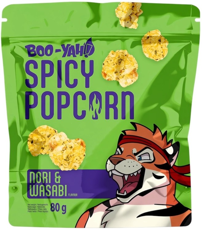 Orientalny Gotowy Popcorn Smakowy Ostry o Smaku WASABI I NORI 80g BOO-YAH