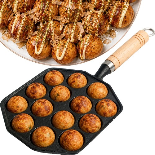 Żeliwna Patelnia Do Japońskich Kuleczek TAKOYAKI 17,5cm x 16,5cm x 3cm EMRO AZIATICA