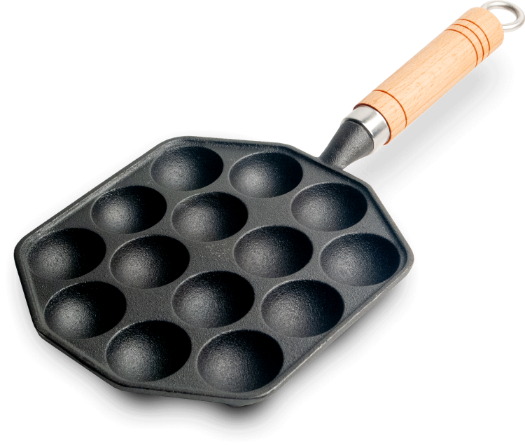 Żeliwna Patelnia Do Japońskich Kuleczek TAKOYAKI 17,5cm x 16,5cm x 3cm EMRO AZIATICA