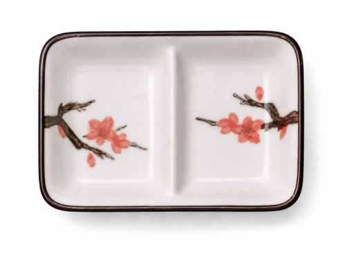 Ceramiczna Dzielona Biała Miseczka Do Sushi Kwiaty Sakura 11cm x 6cm x 3cm EMRO AZIATICA