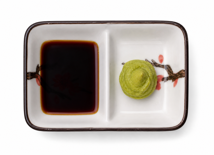 Ceramiczna Dzielona Biała Miseczka Do Sushi Kwiaty Sakura 11cm x 6cm x 3cm EMRO AZIATICA