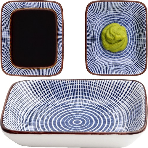 Ceramiczna Miseczka Do Sushi Niebiesko Biała TOKUSA 10,5cm x 7,5cm EMRO AZIATICA