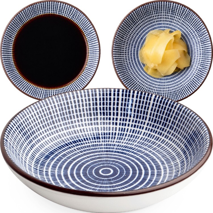 Ceramiczna Okrągła Miseczka Do Sushi Niebiesko Biała TOKUSA 9,8cm x 2,5cm EMRO AZIATICA