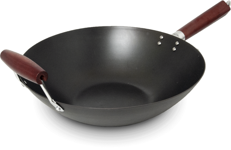 Patelnia Wok Ze Stali Węglowej z Płaskim Dnem 35cm z Uchwytem Na Każdą Kuchenkę EMRO AZIATICA