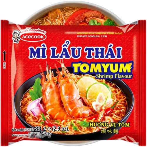 Wietnamska Zupka Błyskawiczna Instant o Smaku Krewetek Tom Yum Mi Lau Thai 83g ACECOOK