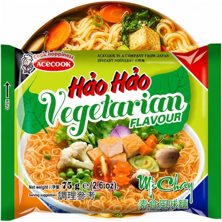 Wietnamska Zupka Błyskawiczna Instant o Smaku Warzywnym Hao Hao 75g ACECOOK