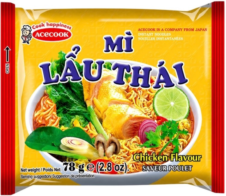 Wietnamska Zupka Błyskawiczna Instant o Smaku Kurczaka Mi Lau Thai 78g ACECOOK