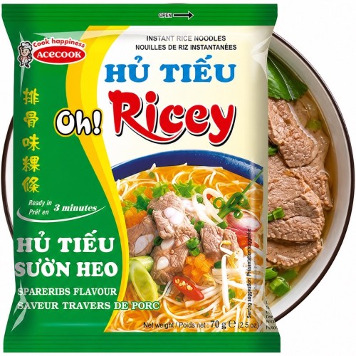Wietnamska Zupka Błyskawiczna Makaron Ryżowy Instant Żeberka Hu Tieu Ribs Flavour 70g ACECOOK