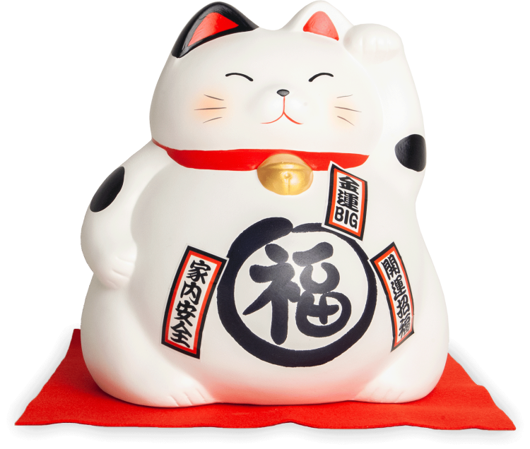 Duża Skarbonka Figurka Japoński Biały Kot Szczęścia Maneki Neko 17cm x 19cm EMRO AZIATICA