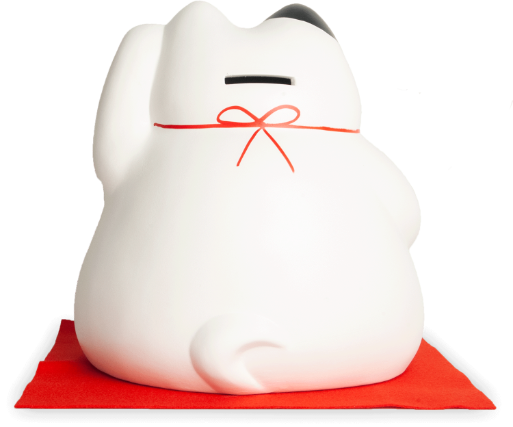 Duża Skarbonka Figurka Japoński Biały Kot Szczęścia Maneki Neko 17cm x 19cm EMRO AZIATICA