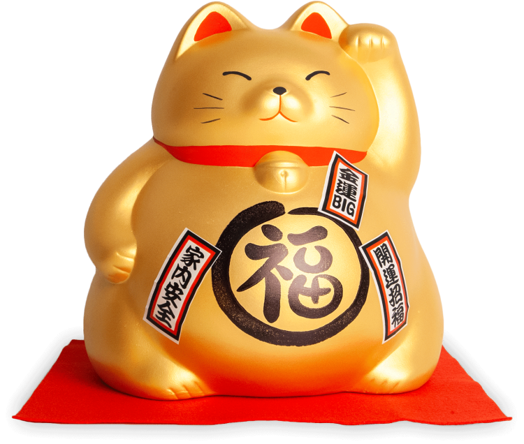 Duża Skarbonka Figurka Japoński Złoty Kot Szczęścia Maneki Neko 17cm x 19cm EMRO AZIATICA