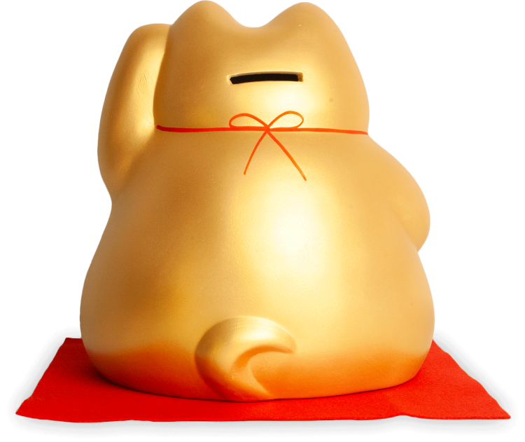 Duża Skarbonka Figurka Japoński Złoty Kot Szczęścia Maneki Neko 17cm x 19cm EMRO AZIATICA