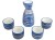 Niebieski Ceramiczny Zestaw Komplet Do Podawania Sake 5 Elementów GOLDEN TURTLE