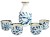 Biało Niebieski Ceramiczny Zestaw Komplet Do Podawania Sake 5 Elementów GOLDEN TURTLE