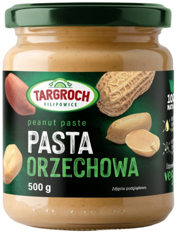 Masło Orzechowe Pasta Orzechów Ziemnych Smooth Peanut Butter 500g TARGROCH
