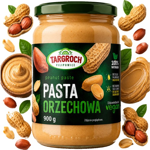 Masło Orzechowe Pasta Orzechów Ziemnych Smooth Peanut Butter 900g TARGROCH