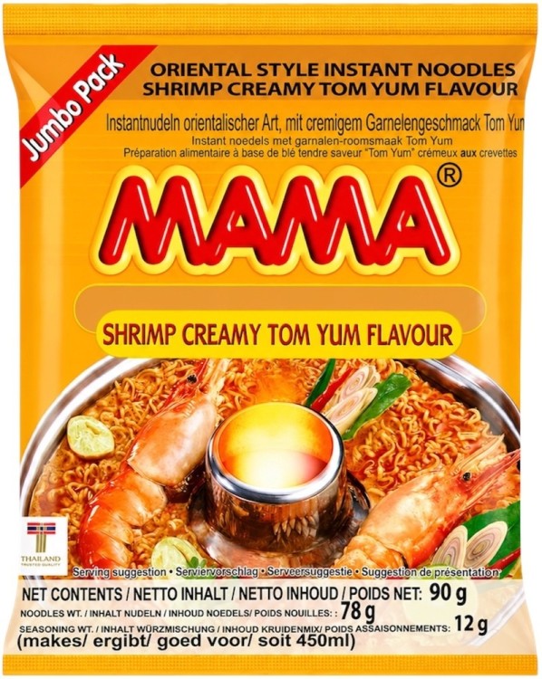 Tajska Zupka Błyskawiczna Makaron Instant Krewetki Kremowe Tom Yum 90g MAMA