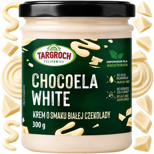 Pasta Krem CHOCOELA WHITE Smarowidło Masło z Białej Czekolady Bez Cukru 300g TARGROCH
