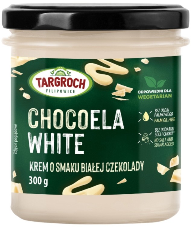 Pasta Krem CHOCOELA WHITE Smarowidło Masło z Białej Czekolady Bez Cukru 300g TARGROCH