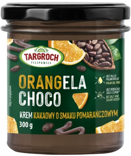 Pasta Krem ORANGELA CHOCO Smarowidło Masło Kakaowe o Smaku Pomarańczowym Bez Cukru 300g TARGROCH