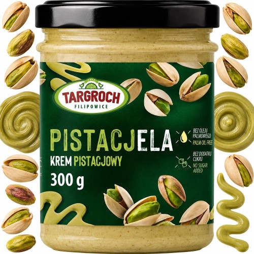 Pasta Krem PISTACJELA Smarowidło Masło Pistacjowe z Pistacji Bez Cukru 300g TARGROCH
